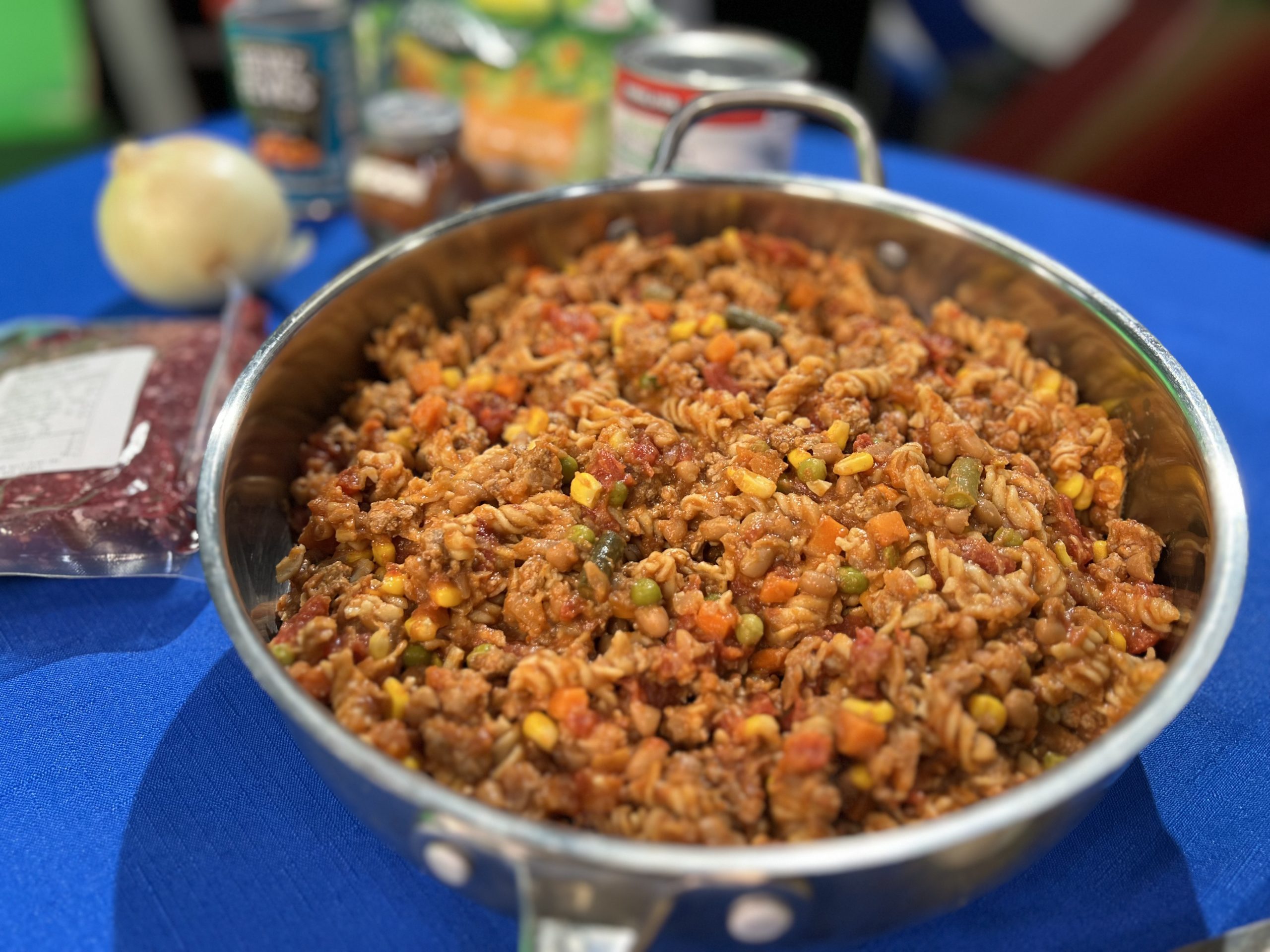 Ground Beef and Bean Casserole Ground Beef and Bean Casserole in a pan on a table