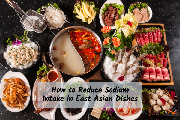 spread of east asian foods, including hot pot ingredients