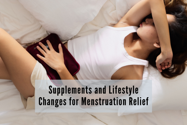 Supplements for menstruation Woman suffering from menstrual cramps which can be improved with supplements and lifestyle changes