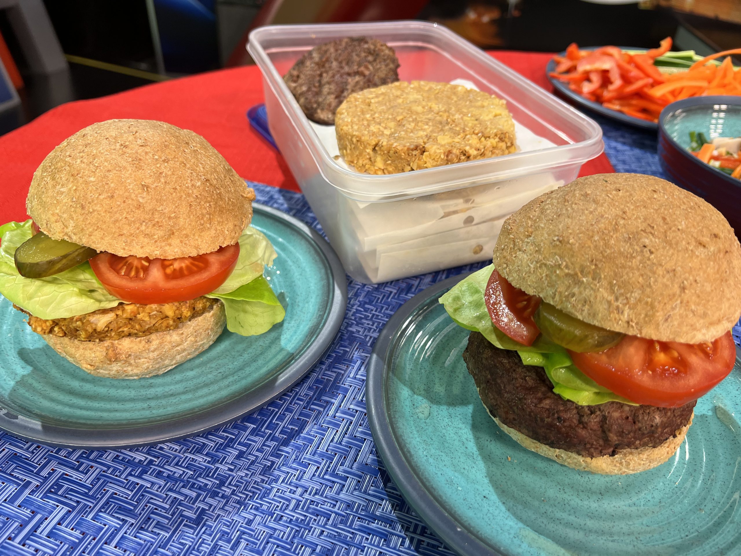 two plant and meat based burger ideas
