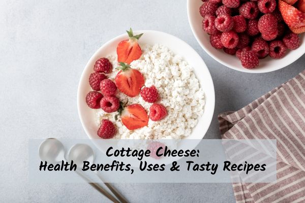 bowl of cottage cheese topped with raspberries and strawberries