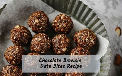 Chocolate brownie date bites on a pan