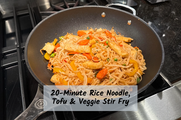 Rice noodle, tofu, and veggie stir fry recipe
